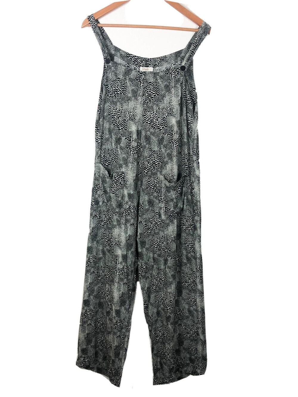 Khush Women’s Sz Large L Safari Boa Print Black White Jumpsuit